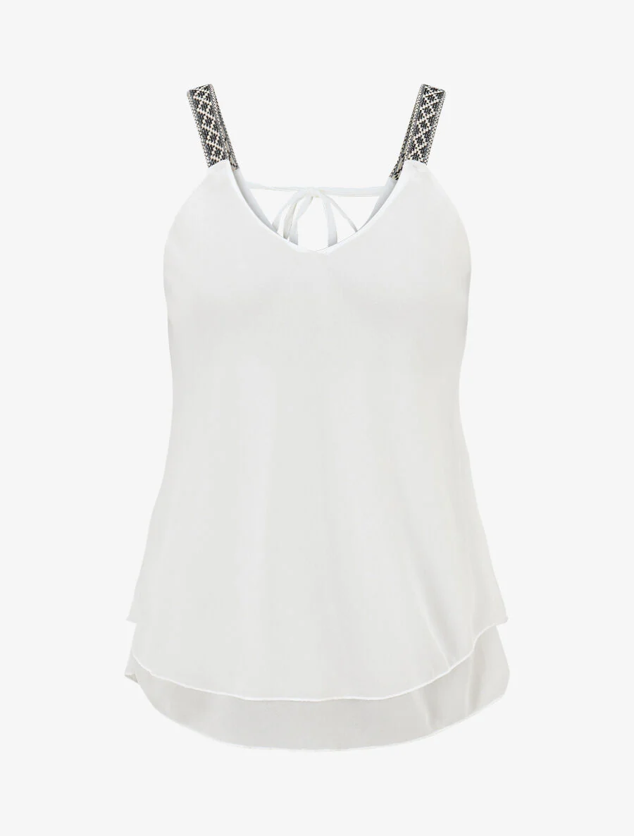 Top uni à bretelles imprimé aztèque - Blanc
