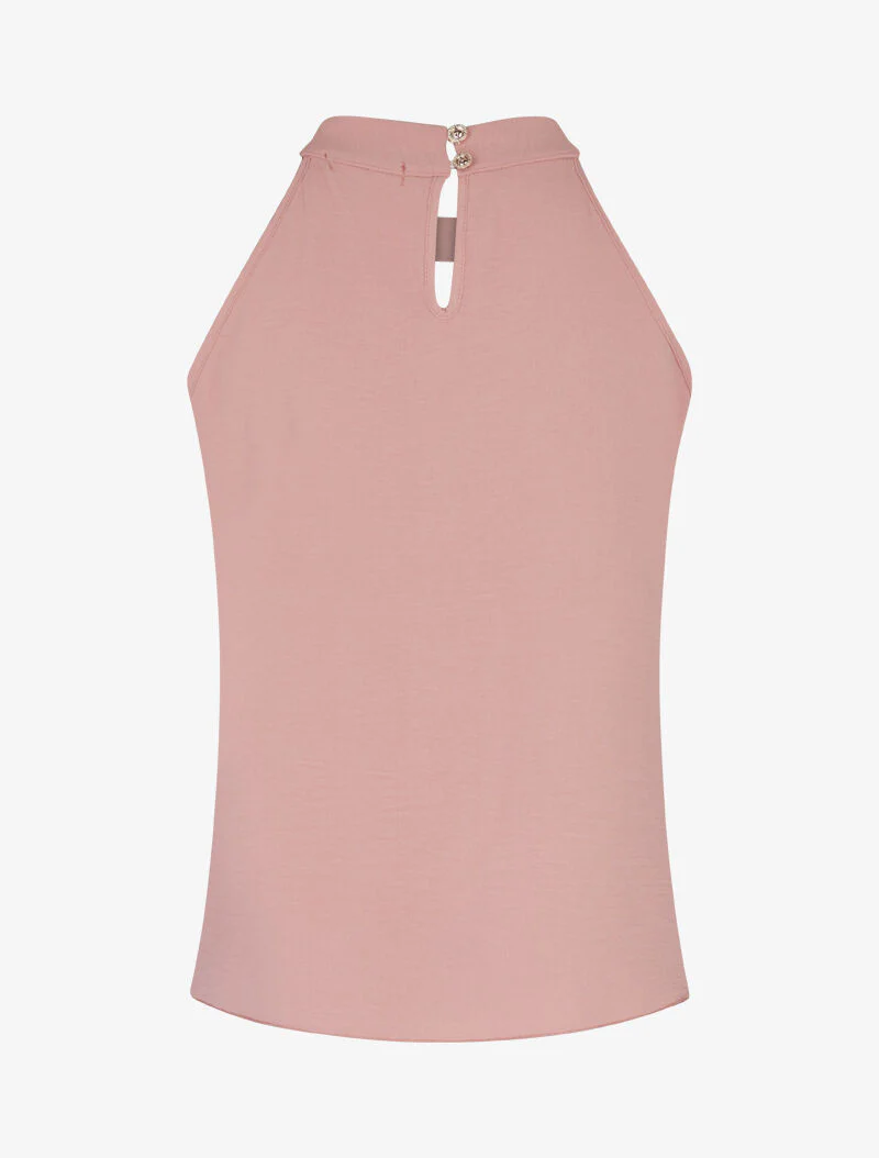 Top uni à col americain - rose - Image 2