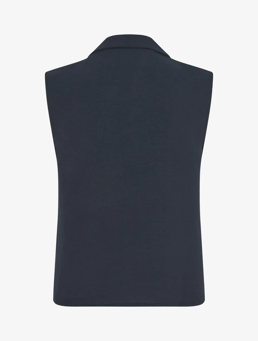 Top uni à col style cravate - Marine - Image 2