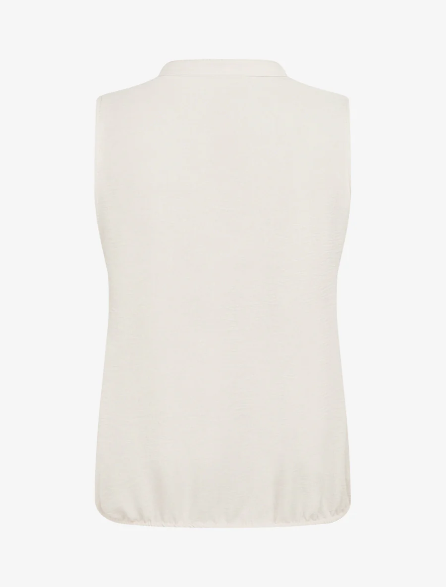 Top uni à col V - Beige - Image 2