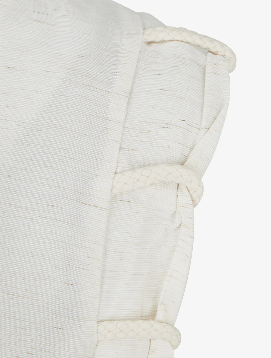 Top uni à détail effet cordes et broderies ajourés - Crème - Image 3