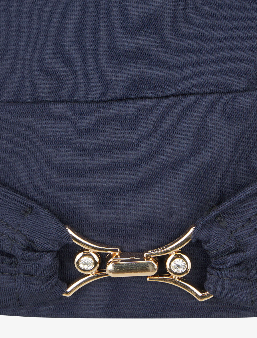 Top uni à empiècement bijou strassé - Marine - Image 3