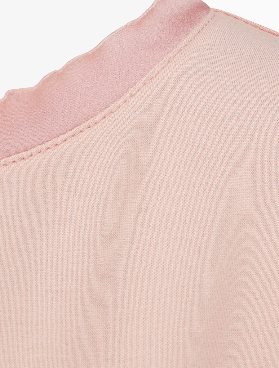 Top uni à empiècement en satin - Rose - Image 3