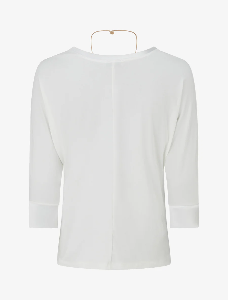 Top uni à empiècement en satin - Blanc - Image 2