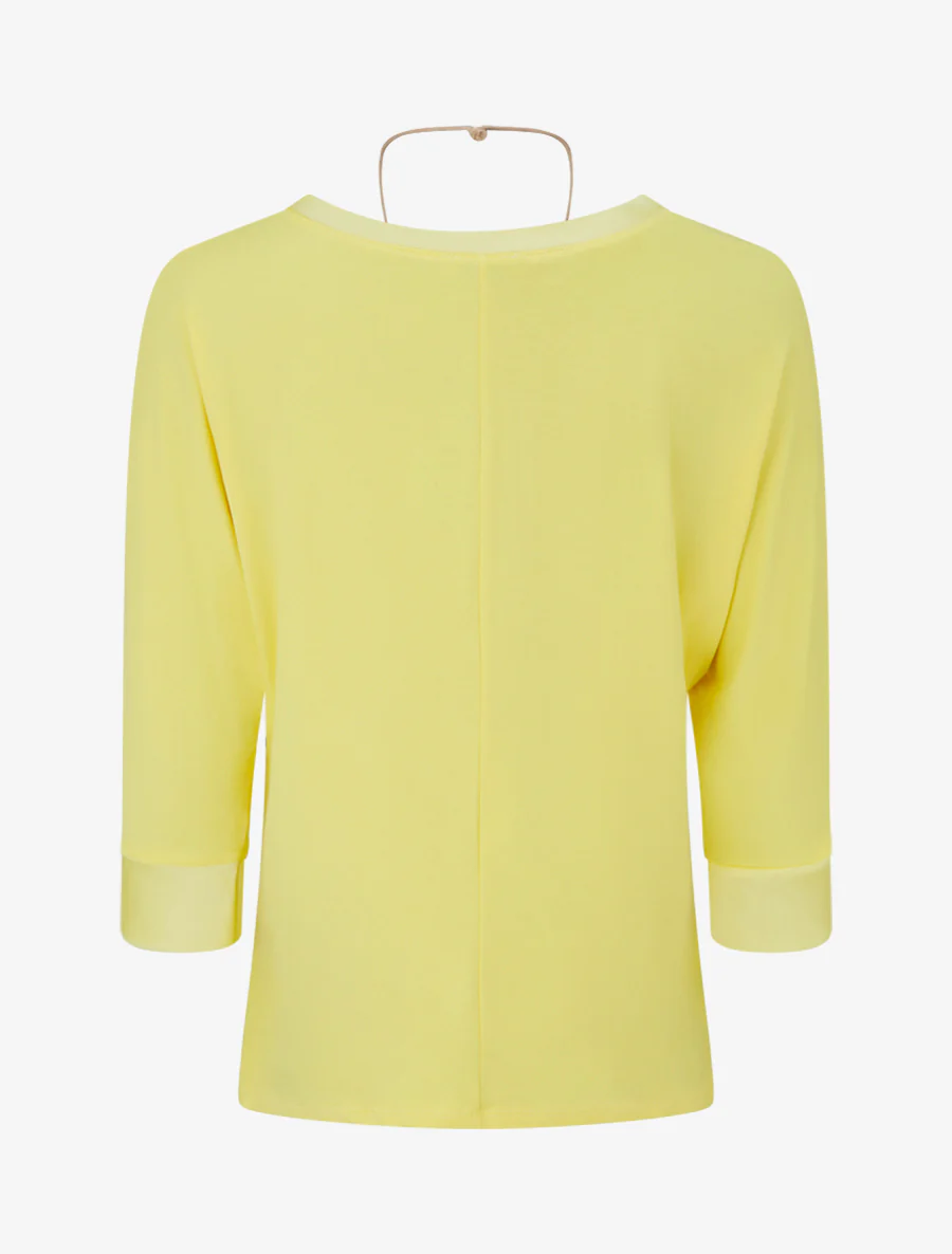 Top uni à empiècement en satin - Jaune citron - Image 2