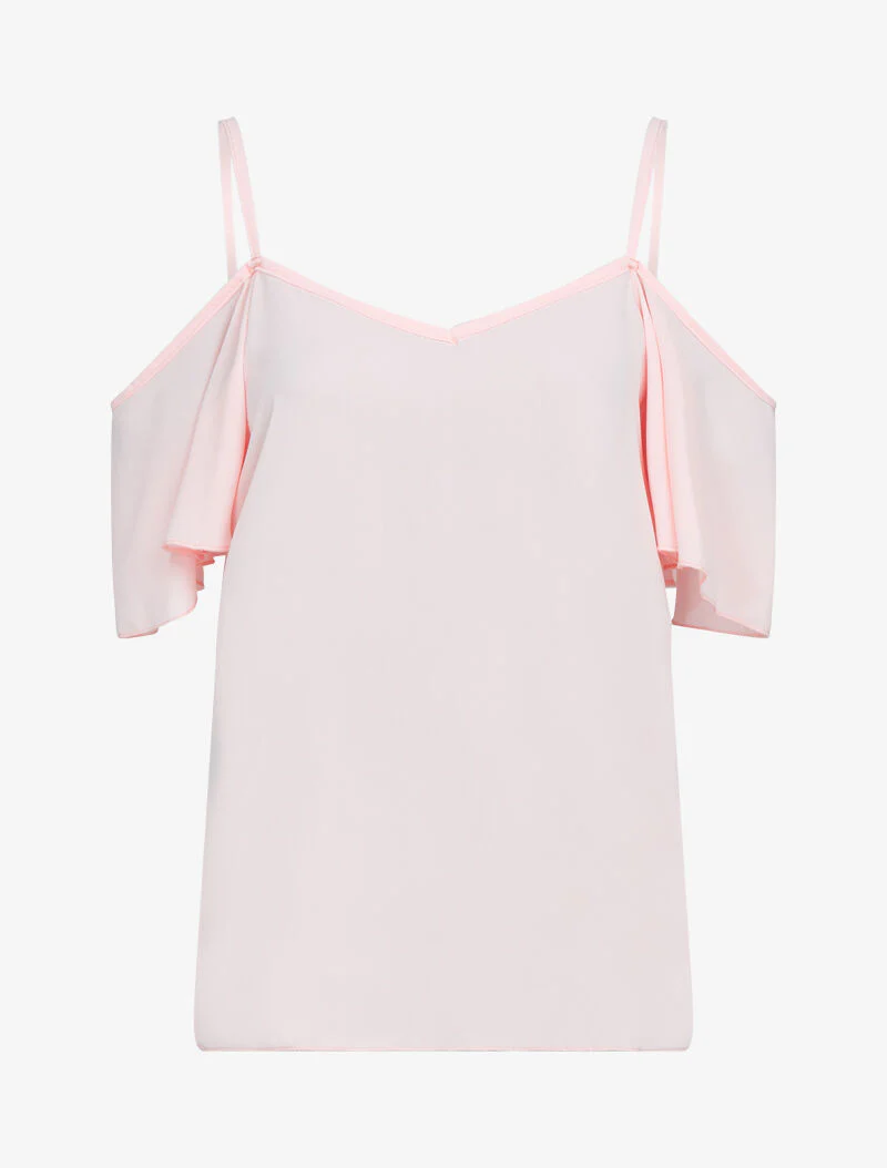 Top uni à épaules nues - rose
