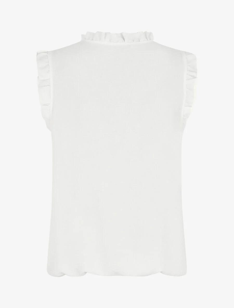 Top uni à épaules volantées - Blanc - Image 2