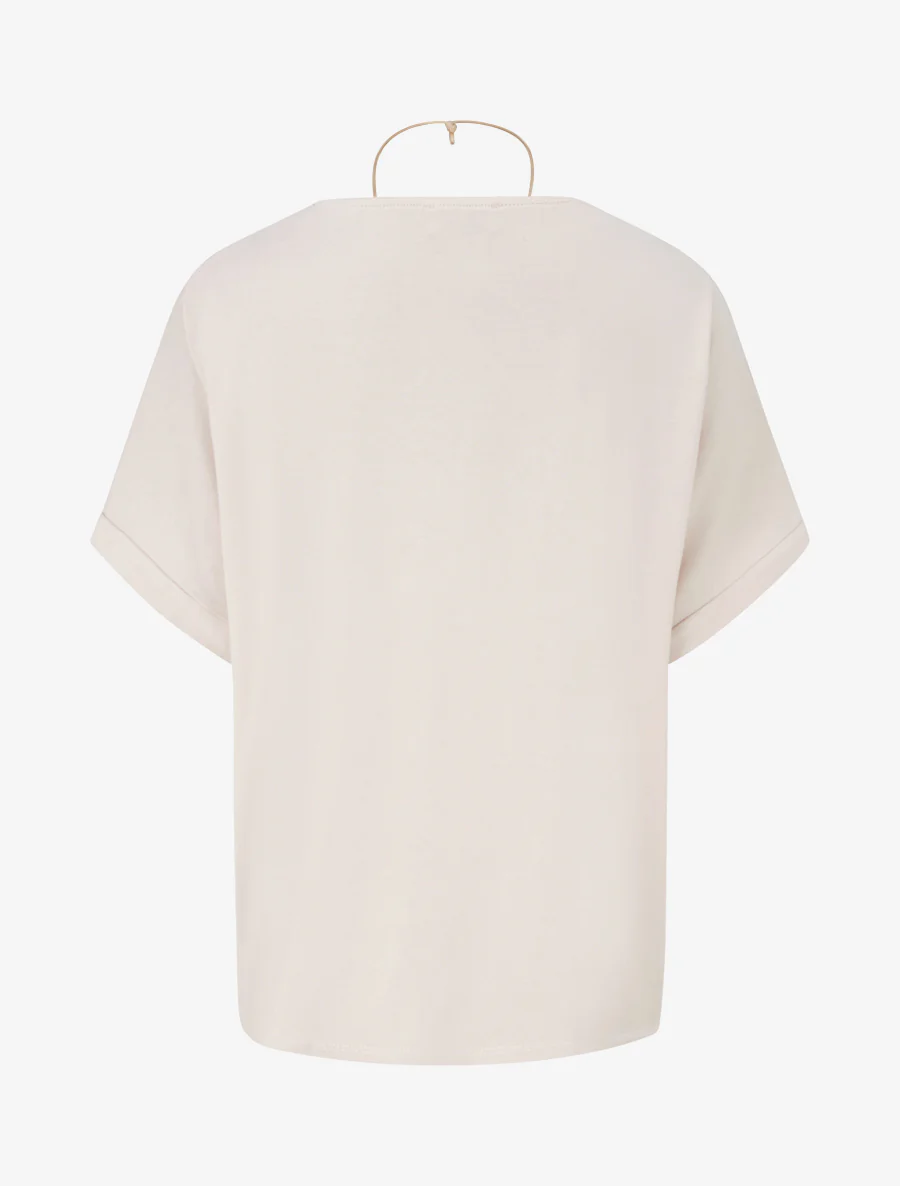 Top uni à manches courtes - Beige - Image 2