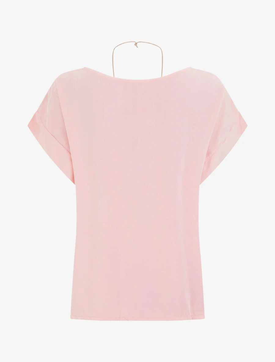 Top uni à manches courtes - Rose - Image 2