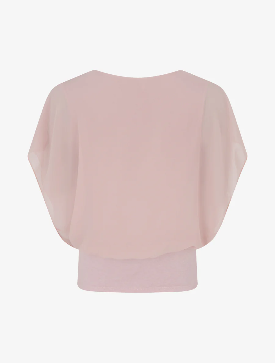 Top uni à manches volantées - Vieux rose - Image 2
