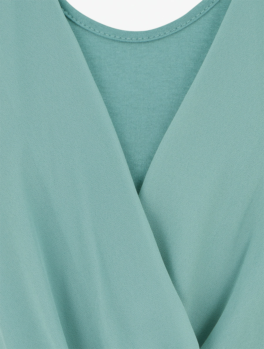 Top uni à manches volantées - Turquoise - Image 3