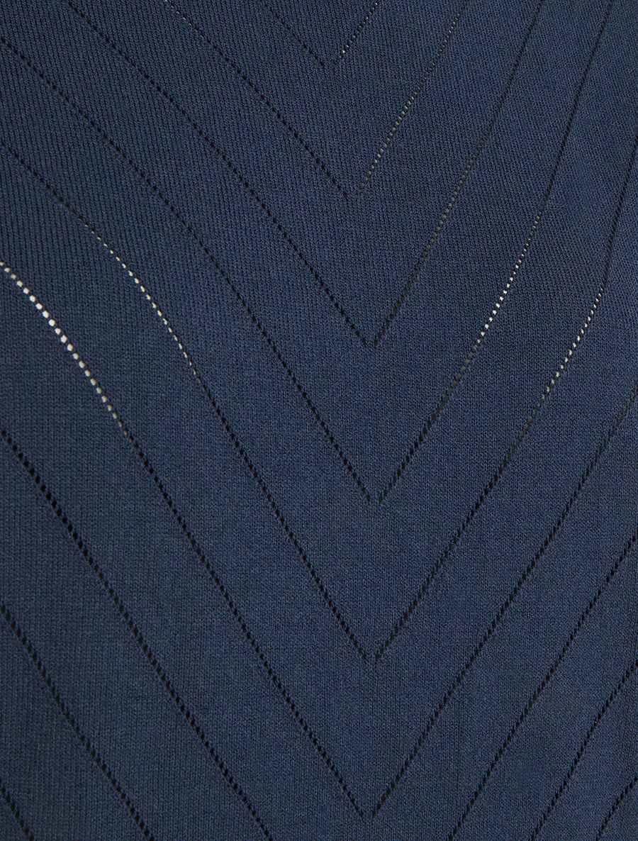 Top uni ajouré à col rond - Marine - Image 3