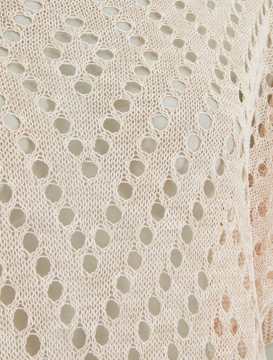 Top uni ajouré en maille - Beige - Image 3