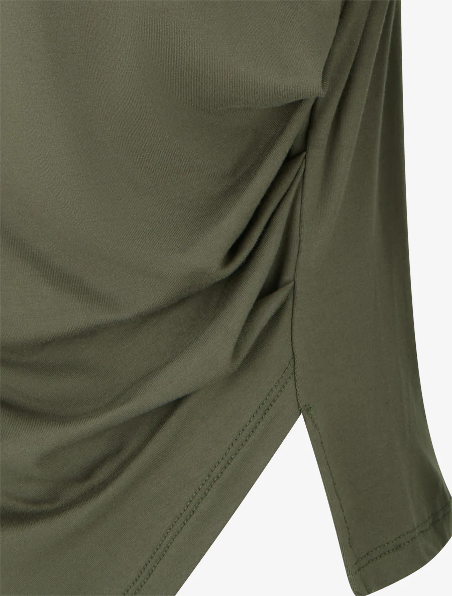 Top uni asymétrique à col rond - Kaki - Image 3