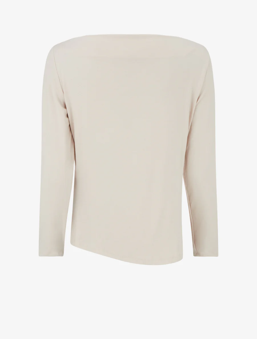 Top uni asymétrique à col rond - Beige - Image 2