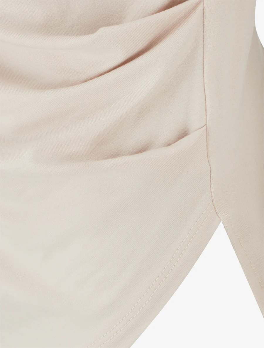 Top uni asymétrique à col rond - Beige - Image 3