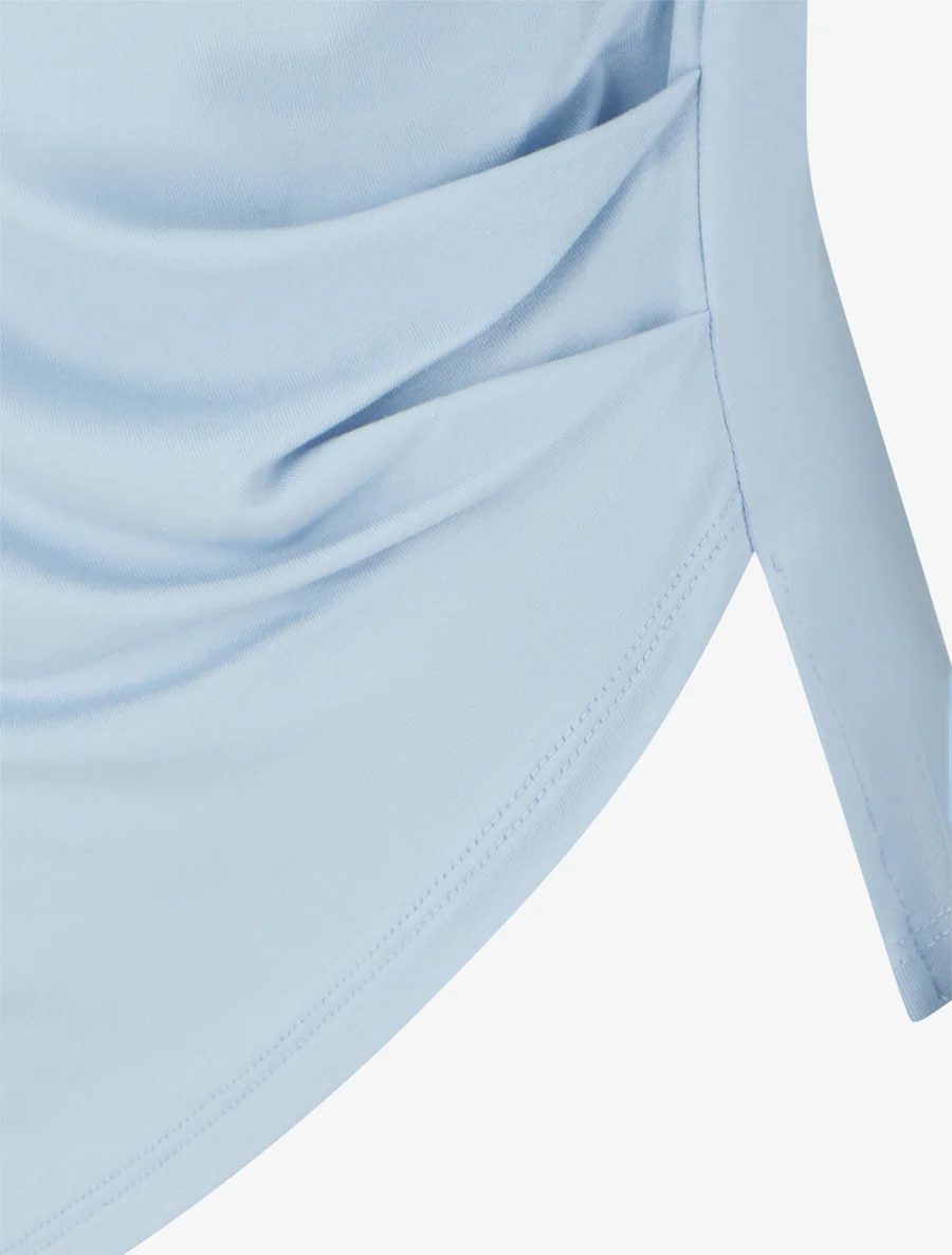 Top uni asymétrique à col rond - Bleu ciel - Image 3