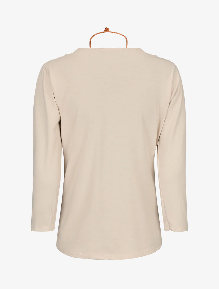 Top uni col bénitier - Beige - Image 2