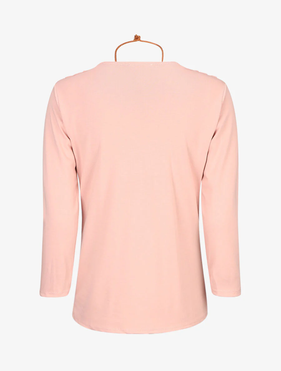 Top uni col bénitier - Rose - Image 2