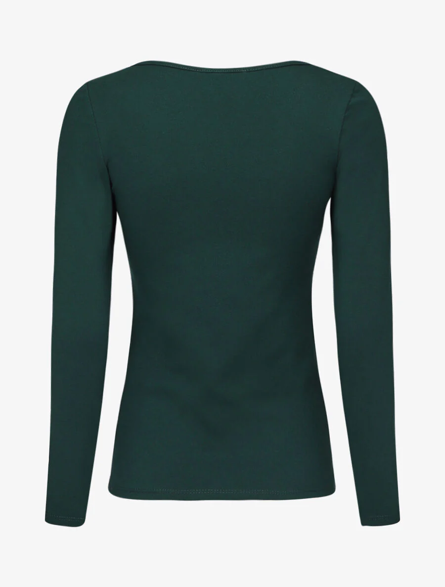 Top uni coupe droite - Vert sapin - Image 2