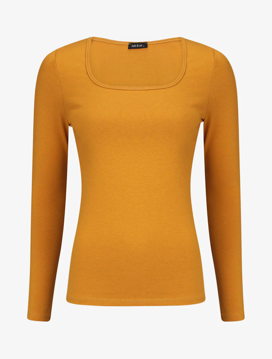 Top uni coupe droite - Jaune moutarde