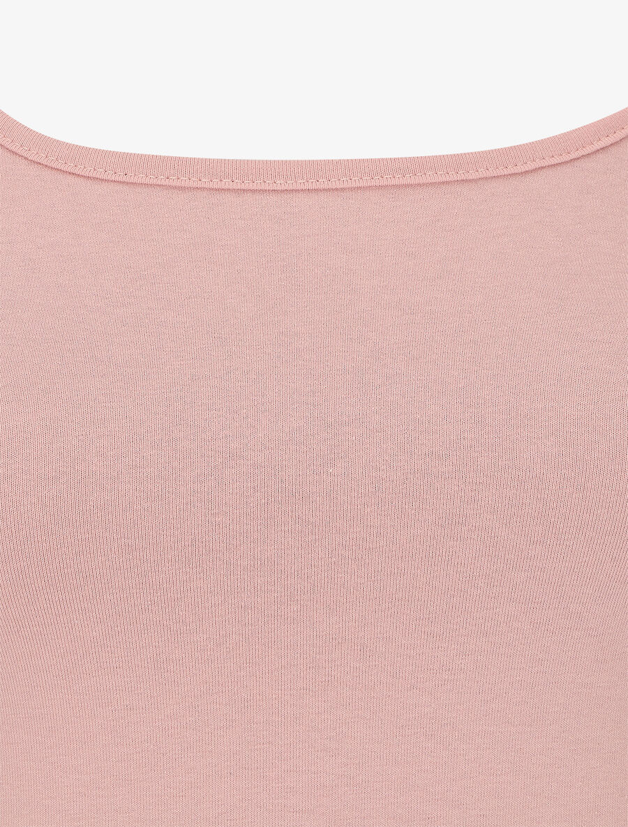 Top uni coupe droite - Rose - Image 3