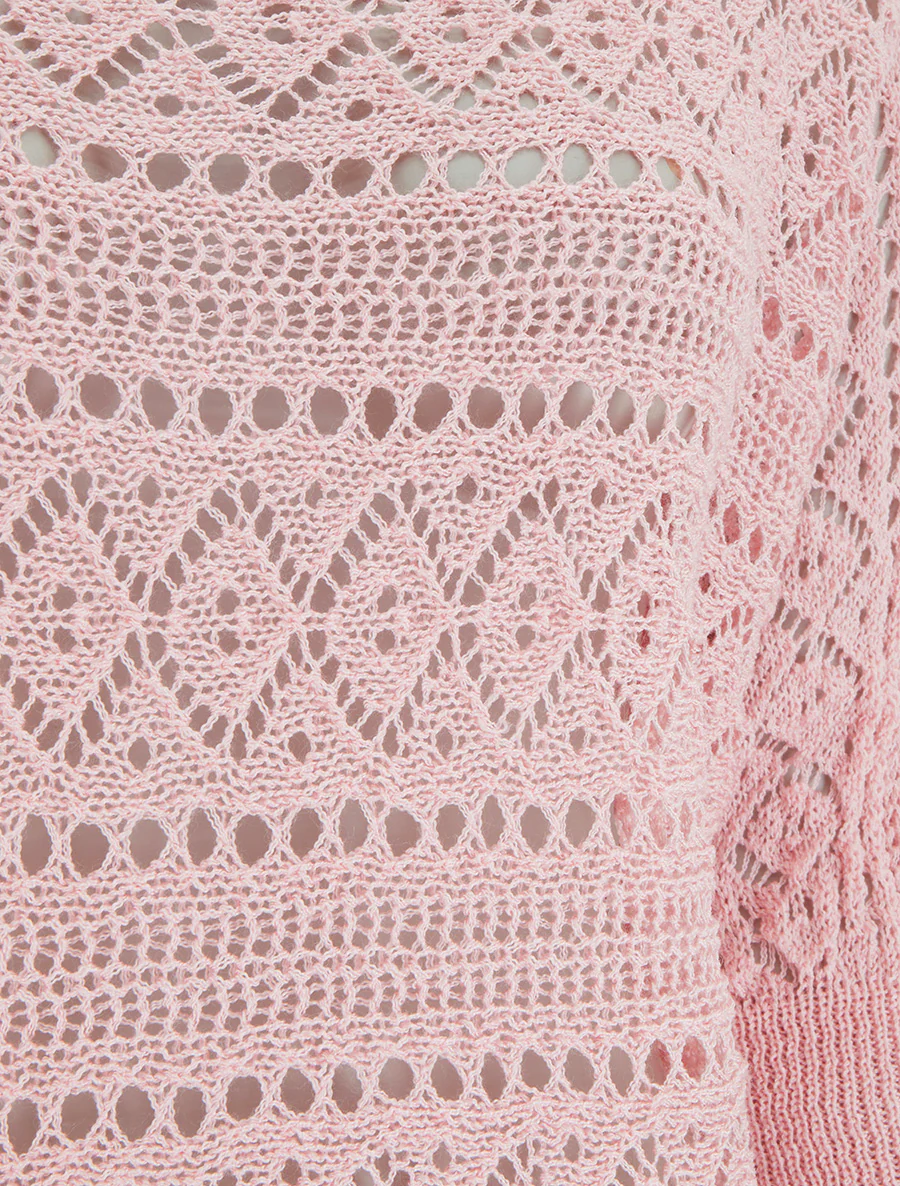 Top uni en maille ajourée - Rose - Image 3