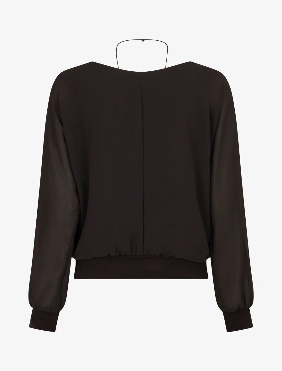 Top uni en voile - Noir - Image 2