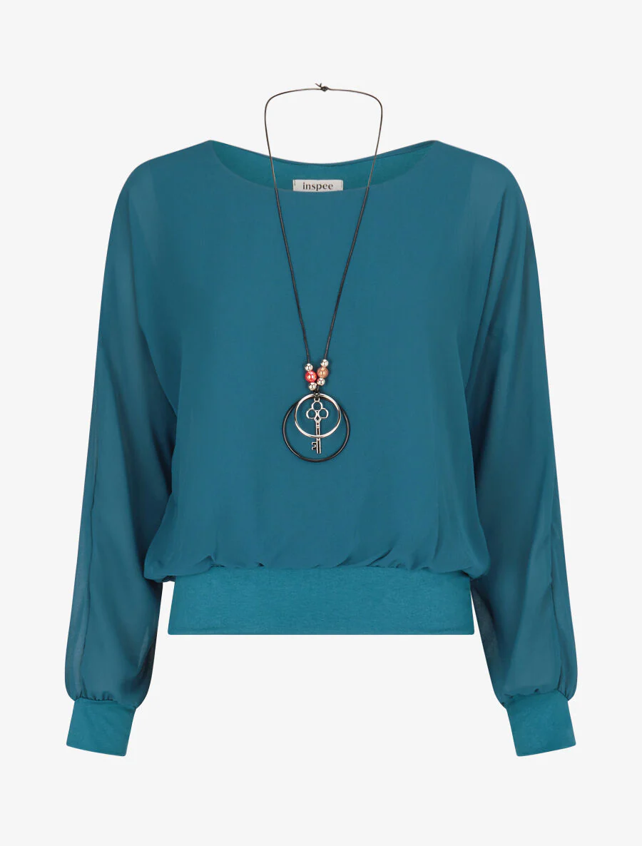 Top uni en voile - Bleu canard