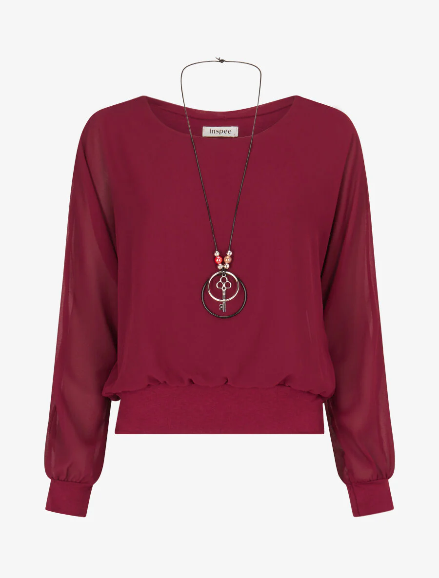 Top uni en voile - Lie de vin