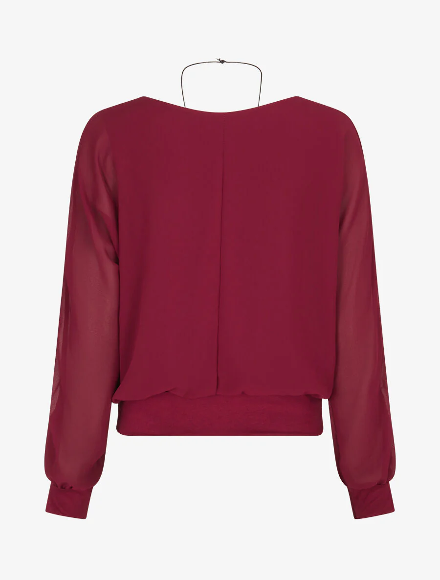 Top uni en voile - Lie de vin - Image 2