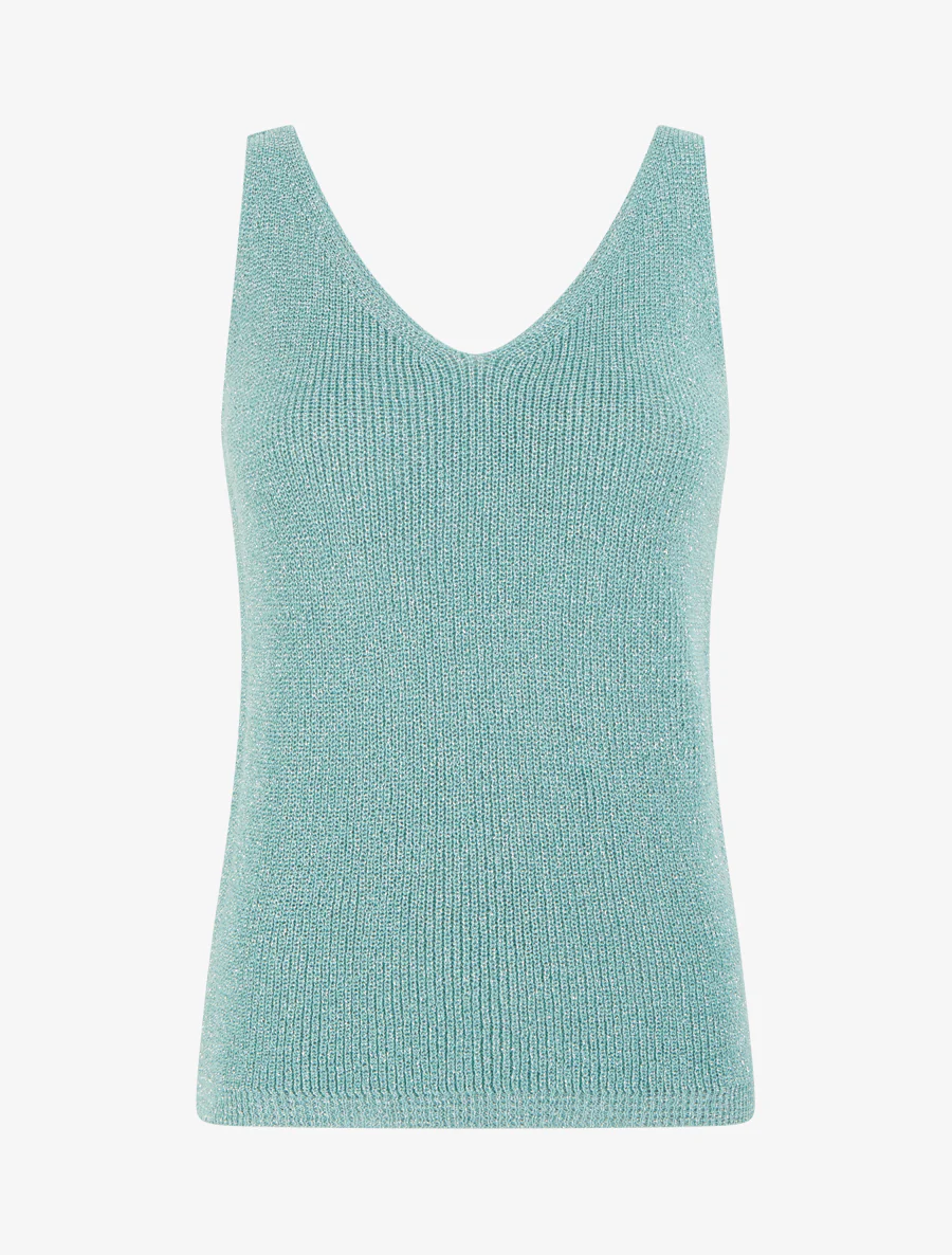 Top uni irisé en maille - Turquoise
