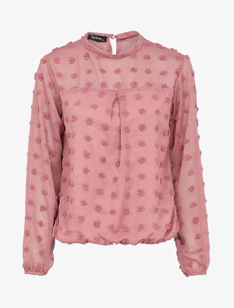 Top uni orné de plumetis - Rose