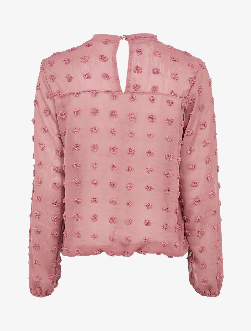 Top uni orné de plumetis - Rose - Image 2