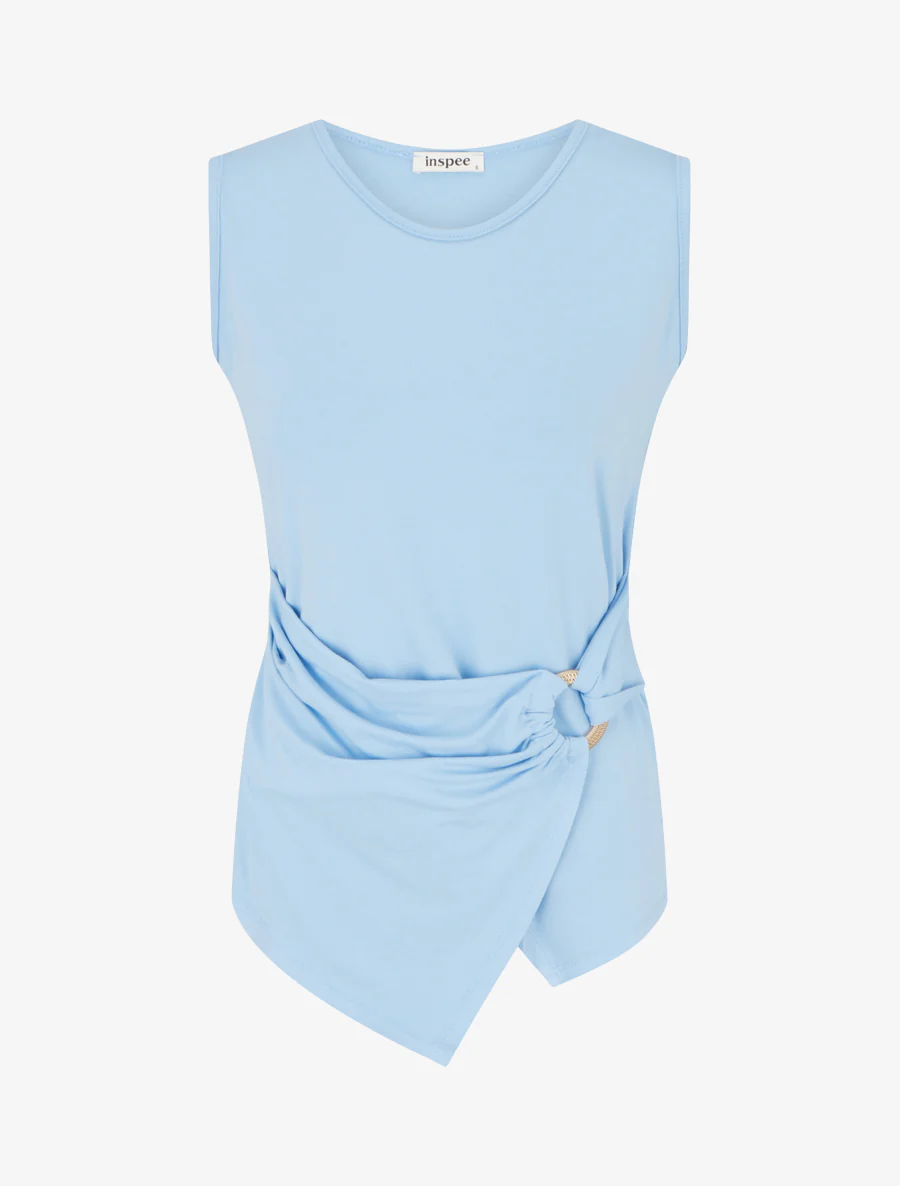 Top uni sans manches à anneau - Bleu ciel