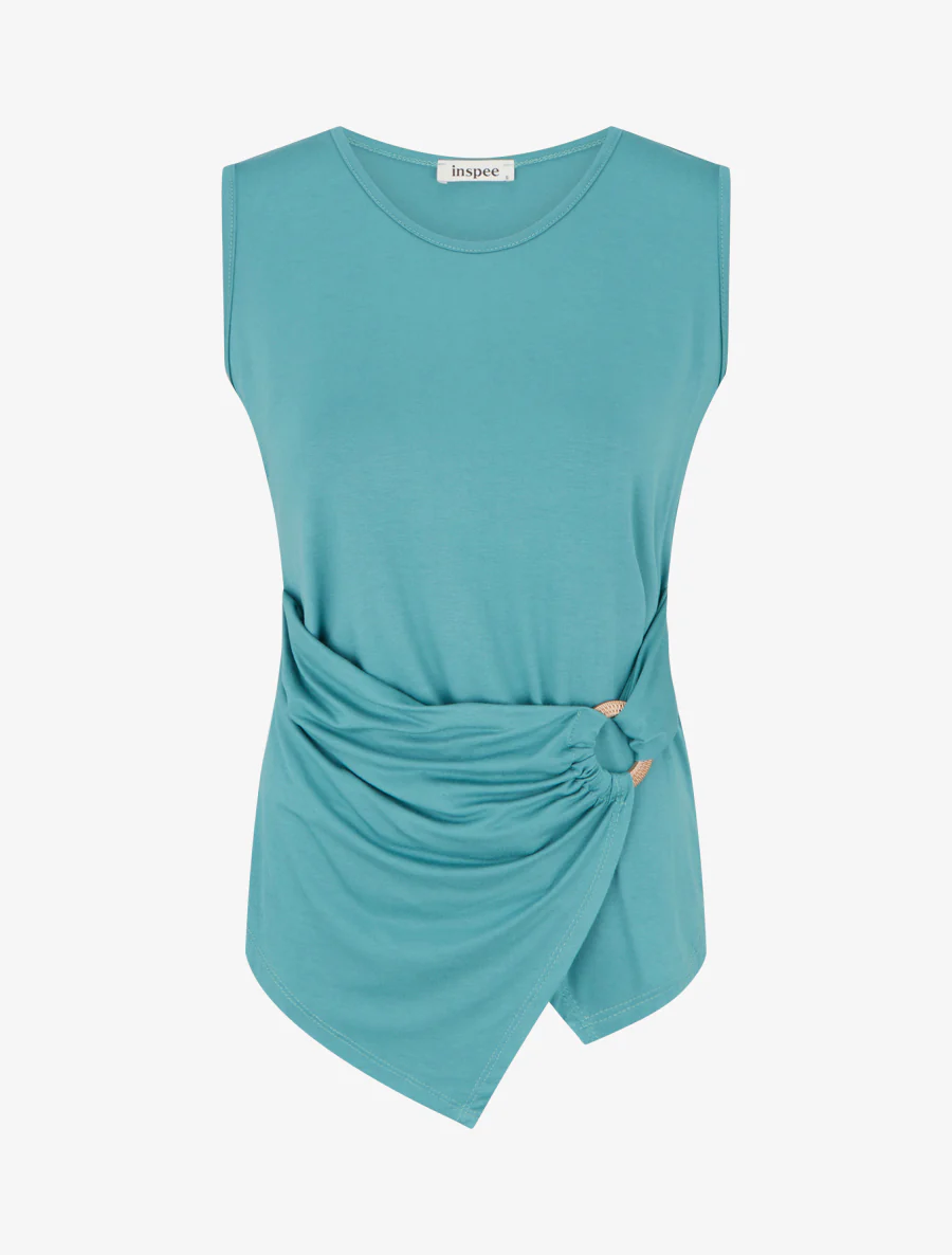 Top uni sans manches à anneau - Turquoise