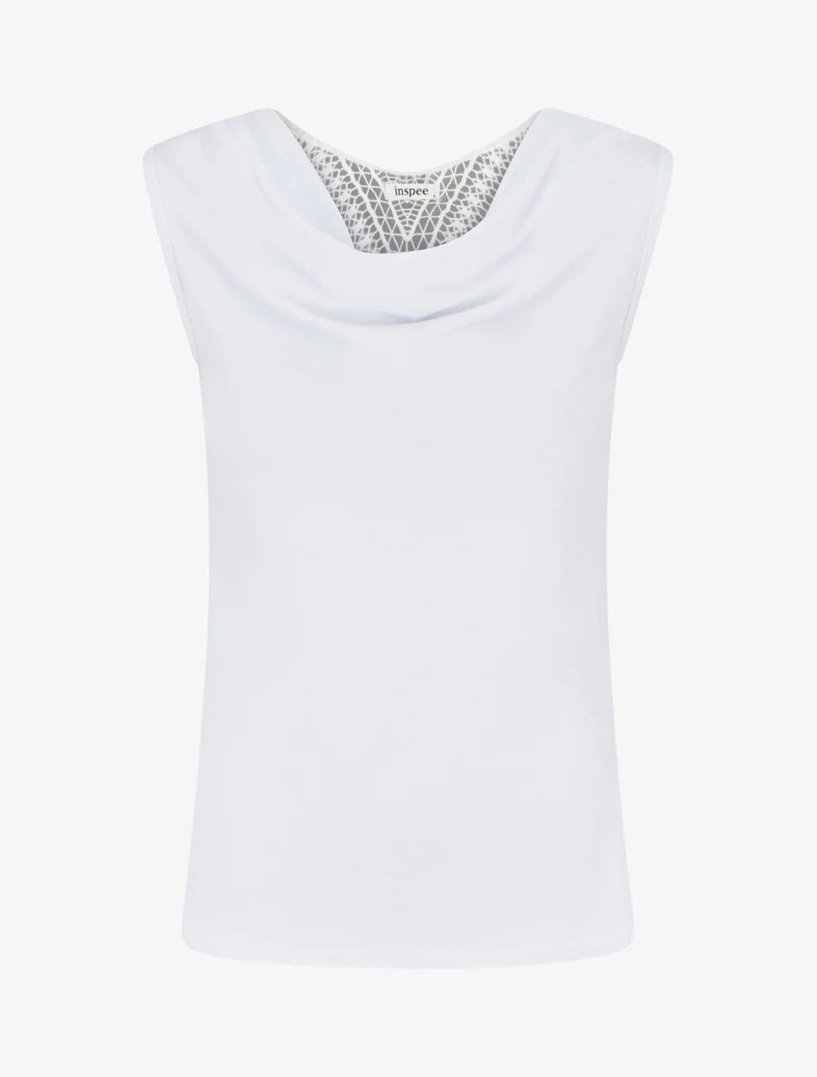 Top uni sans manches à broderie au dos - Blanc