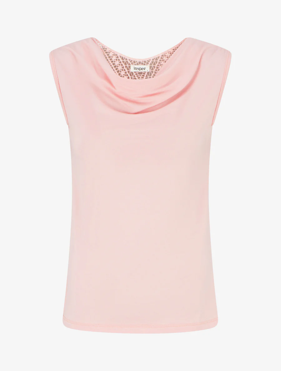 Top uni sans manches à broderie au dos - Rose