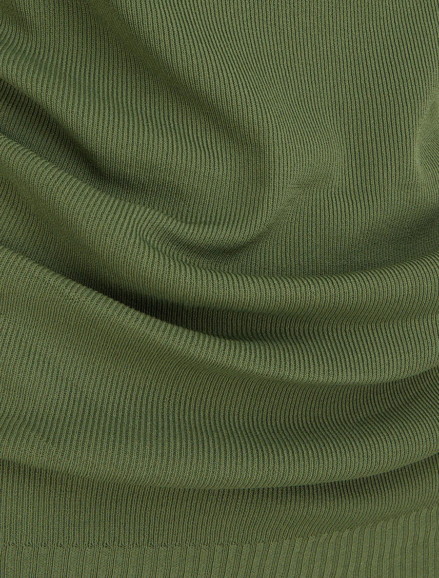 Top uni sans manches à col bénitier - Kaki - Image 3