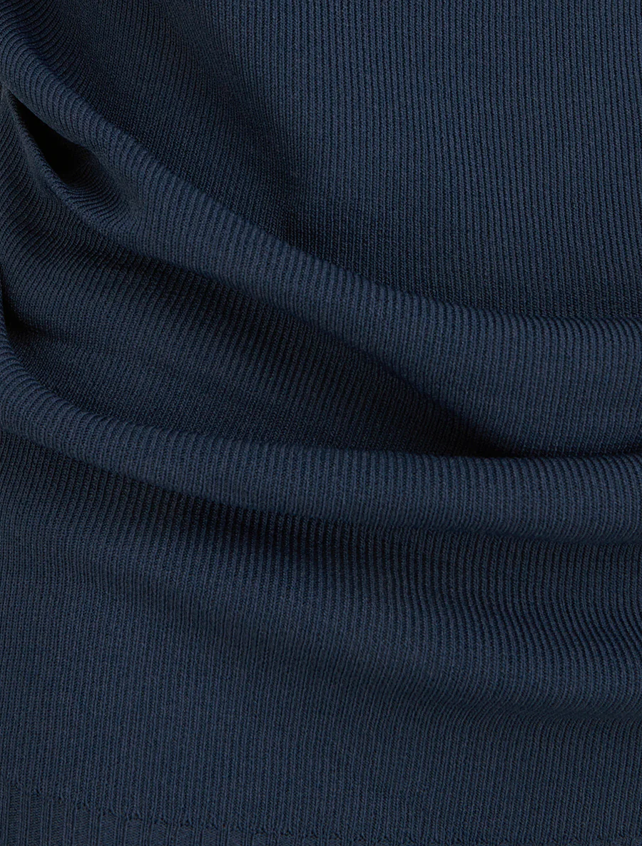 Top uni sans manches à col bénitier - Marine - Image 3