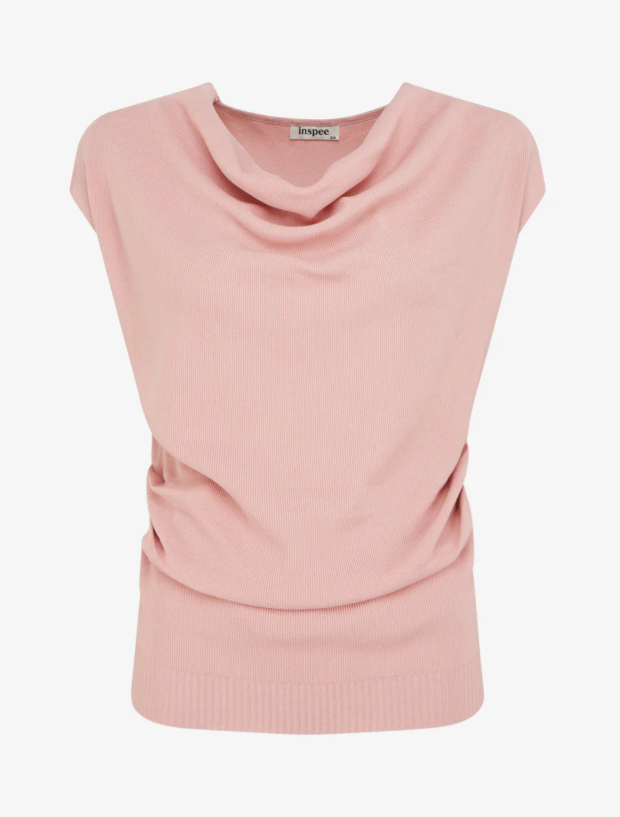 Top uni sans manches à col bénitier - Rose