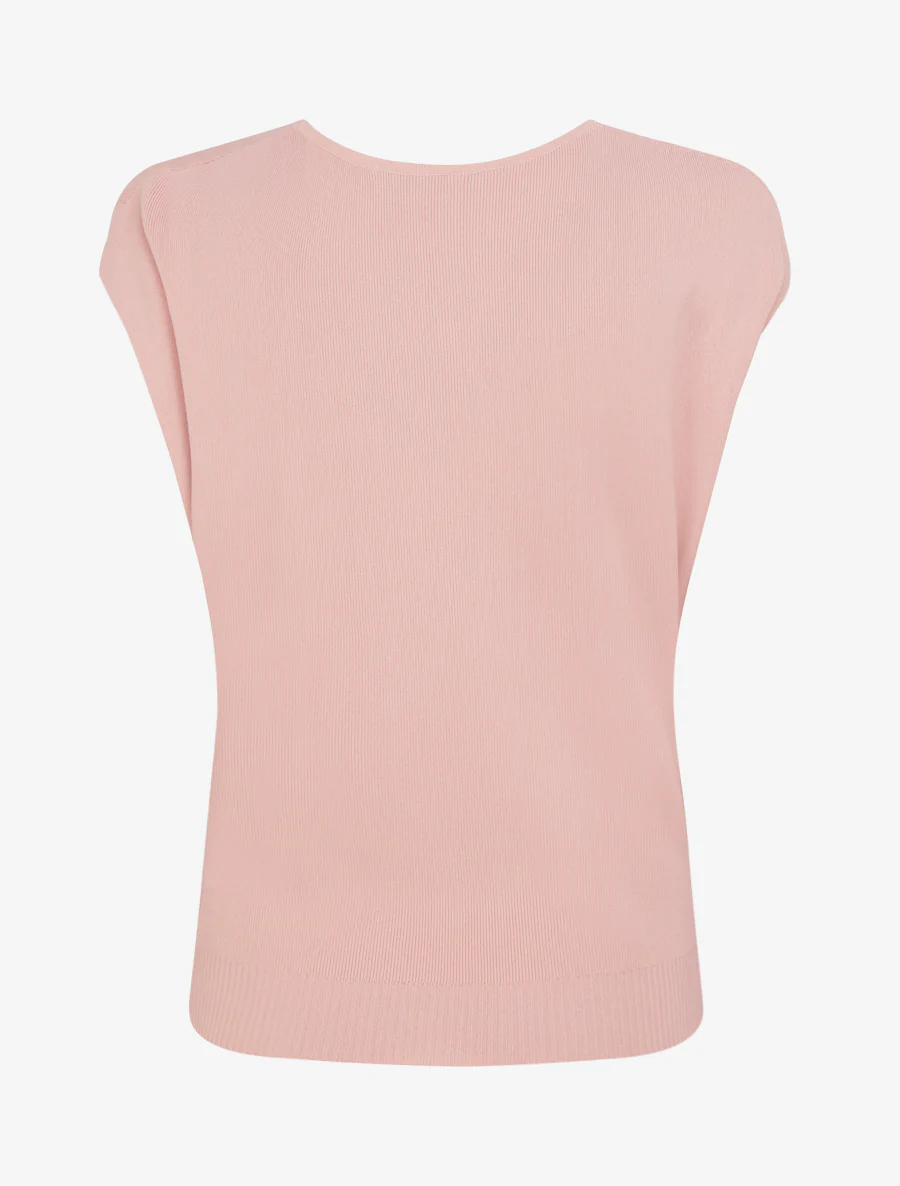 Top uni sans manches à col bénitier - Rose - Image 2