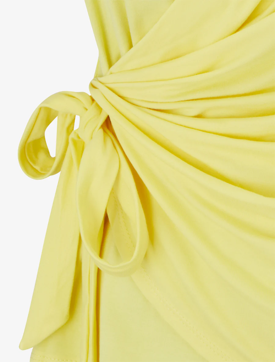 Top uni sans manches à col cache coeur - Jaune - Image 3
