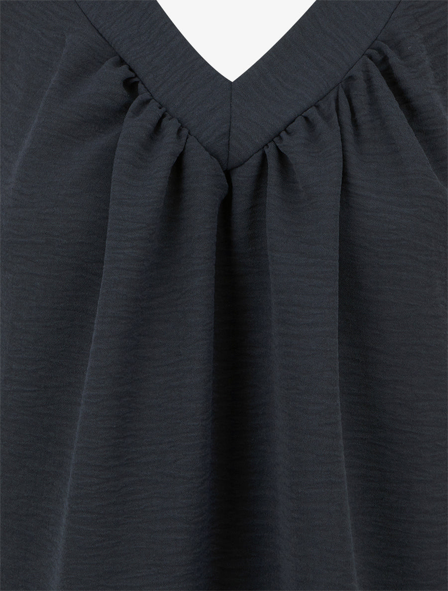 Top uni sans manches à col V - Bleu nuit - Image 3