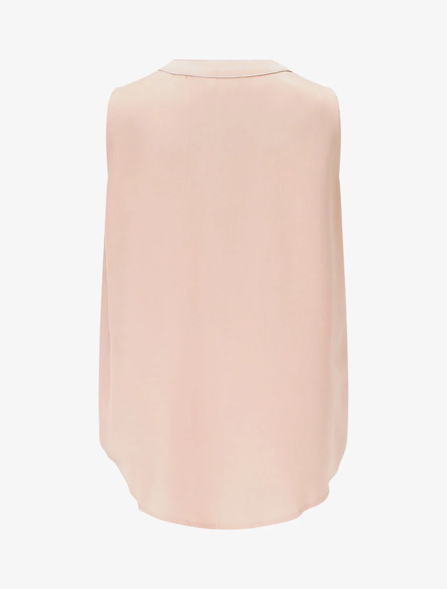 Top uni sans manches à détail stylisé - Rose poudré - Image 2