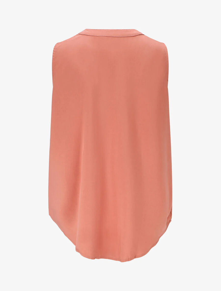 Top uni sans manches à détail stylisé - Corail - Image 2