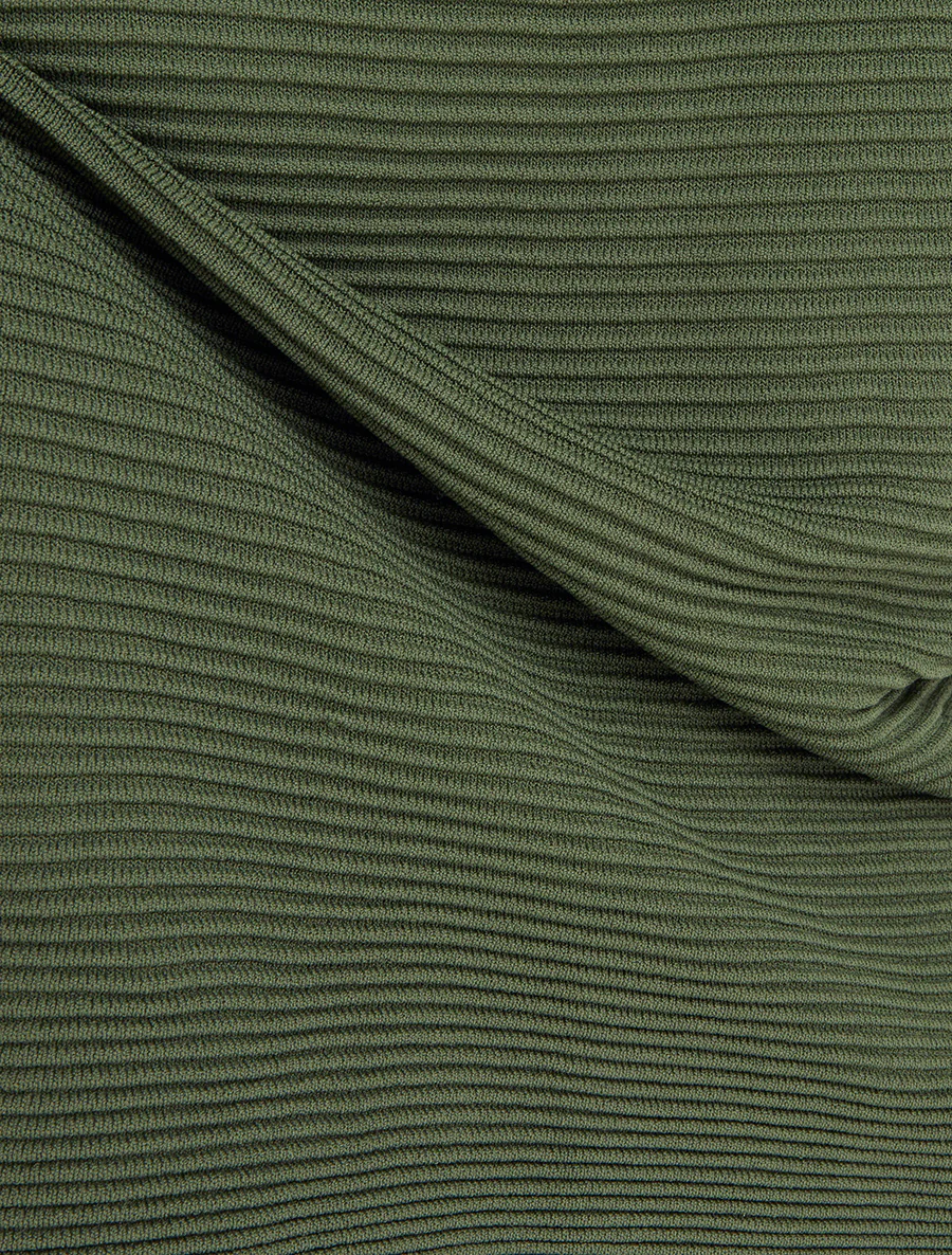 Top uni texturé à col rond - Kaki - Image 3