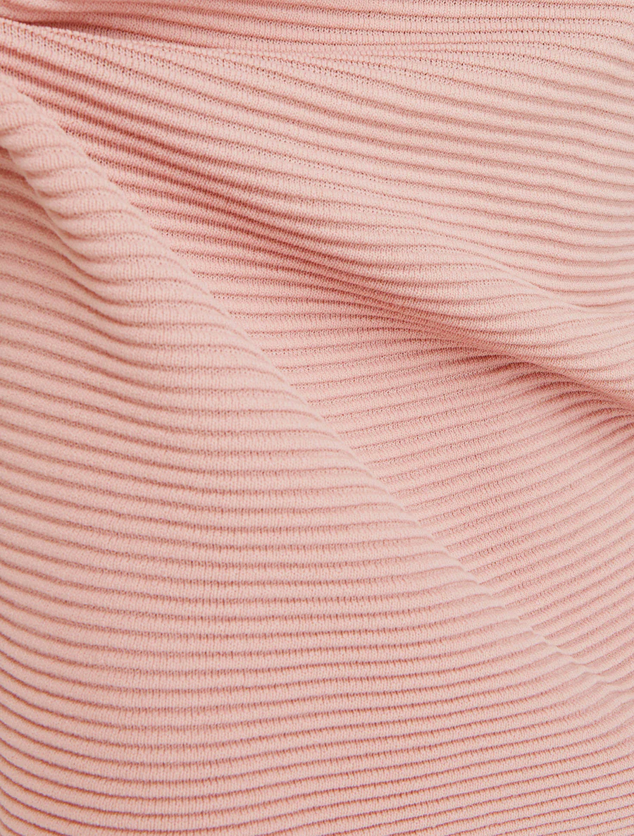 Top uni texturé à col rond - Rose - Image 3