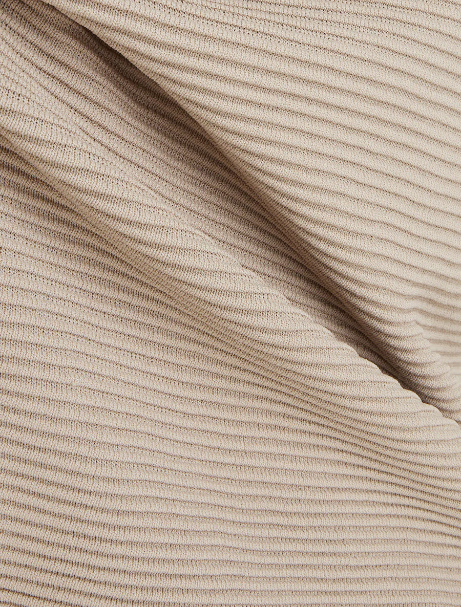 Top uni texturé à col rond - Taupe - Image 3