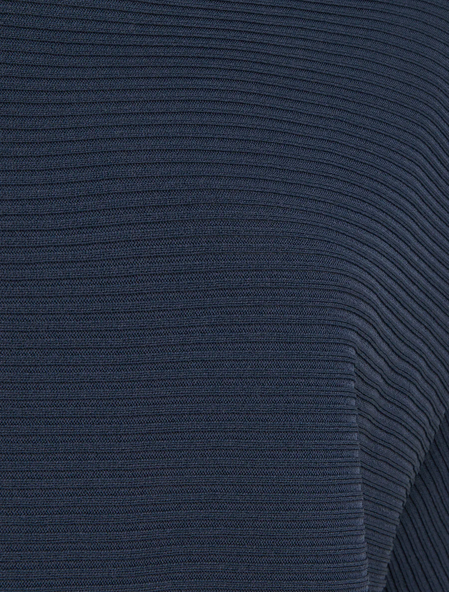 Top uni texturé à manches courtes - Marine - Image 3